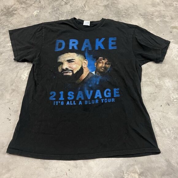 Drake Shirt Mens Large Black 21 Savage Its All A Blur Tour Graphic Concert Logo - Picture 1 of 6